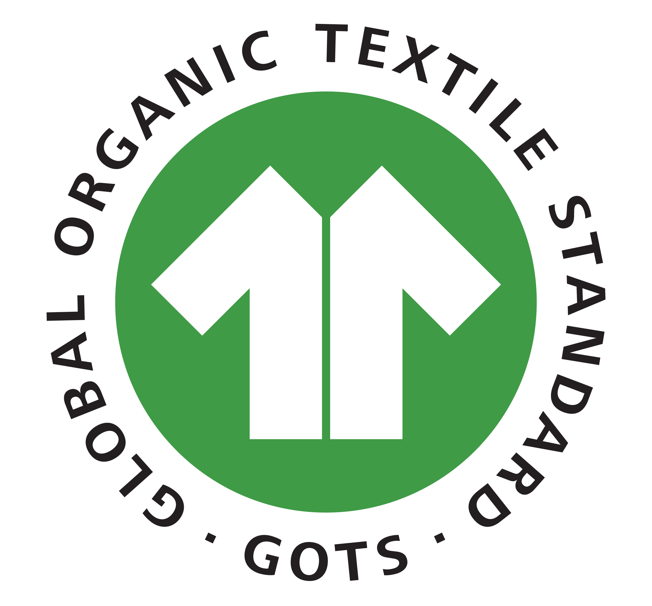The image shows a circular logo with a white checkmark pointing upward and downward inside a green circle, surrounded by the black text 'OBLIGATORY TEXTILE LABEL REQUIREMENTS'.