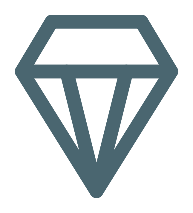 A black and gray line art illustration of a diamond gemstone.