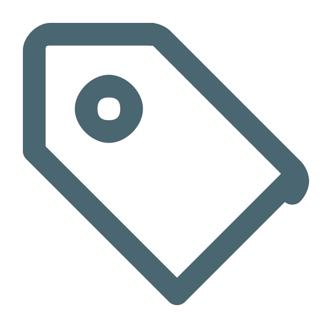 Icon of a price tag with a hole for a string or fastener.