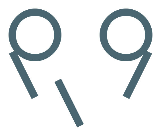 Illustration of two earphones connected to a single earphone splitter.
