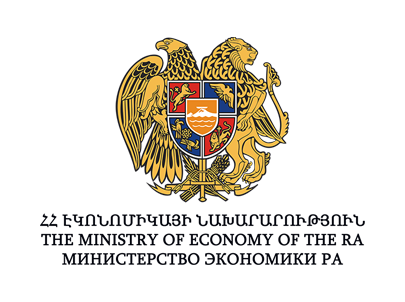 Emblem featuring a double-headed eagle with a shield on its chest, and a lion standing beside it, on a black background with text below.