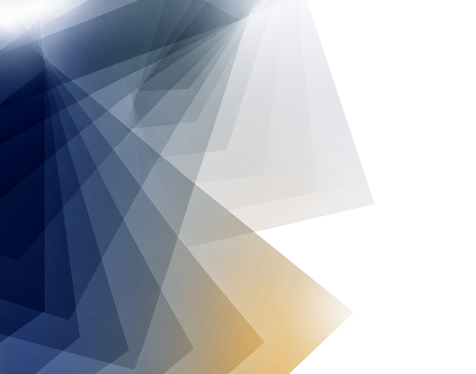 An abstract digital background featuring overlapping transparent geometric shapes in shades of blue, gray, and beige, with light gradients and a subtle glow effect.