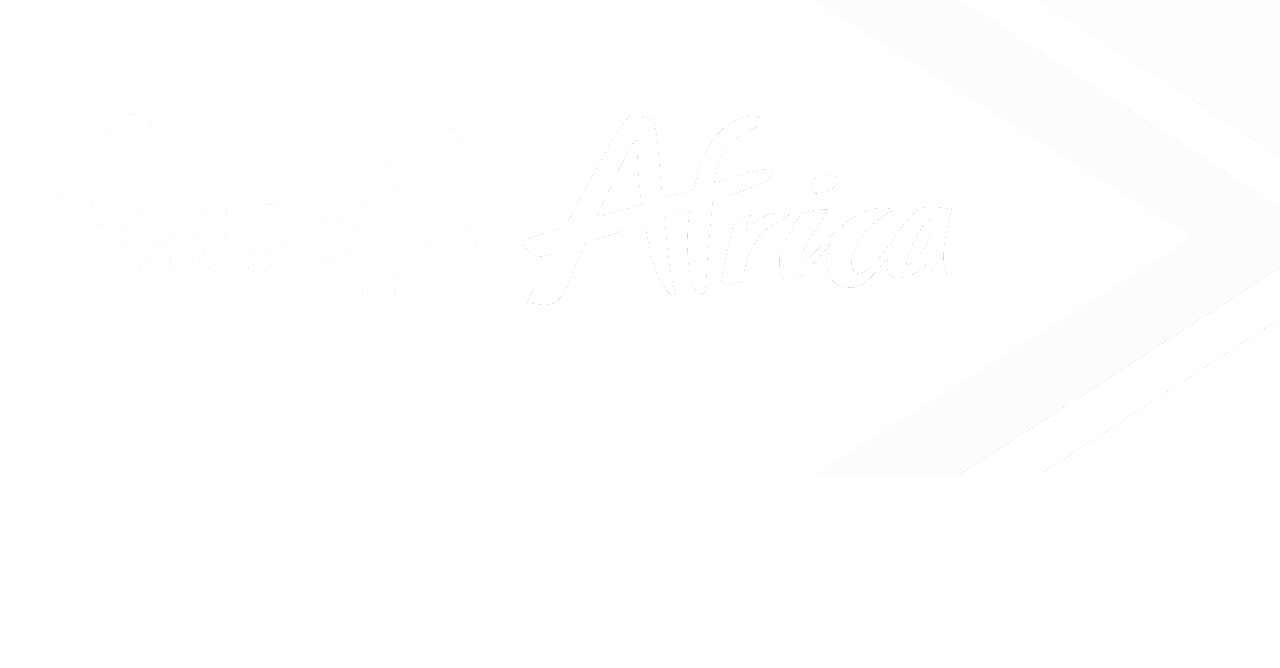 South Africa logo with stylized black and white text and geometric design.