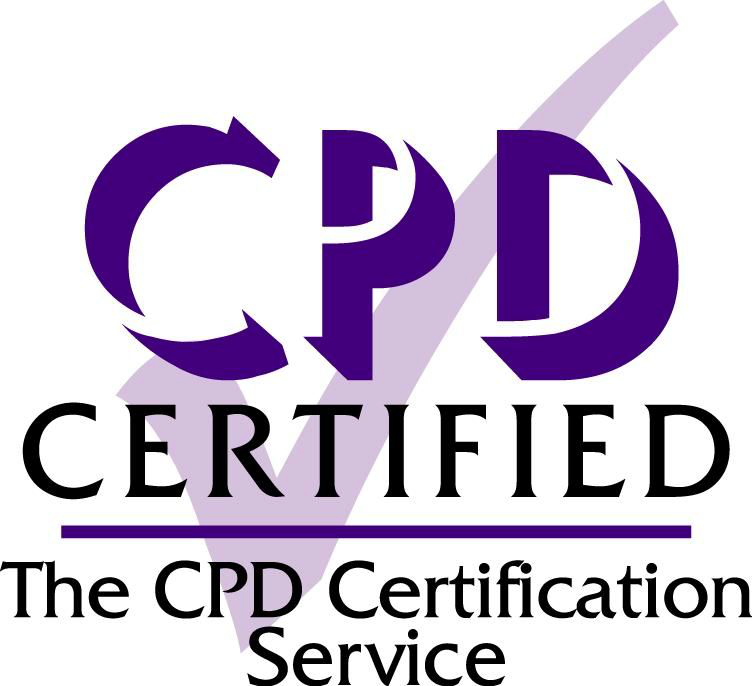 Brightly coloured logo, the text 'CPD' and 'CERTIFIED' prominently displayed, and a check mark.