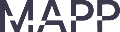 Close-up of black text reading 'MAPP' on a dark background.