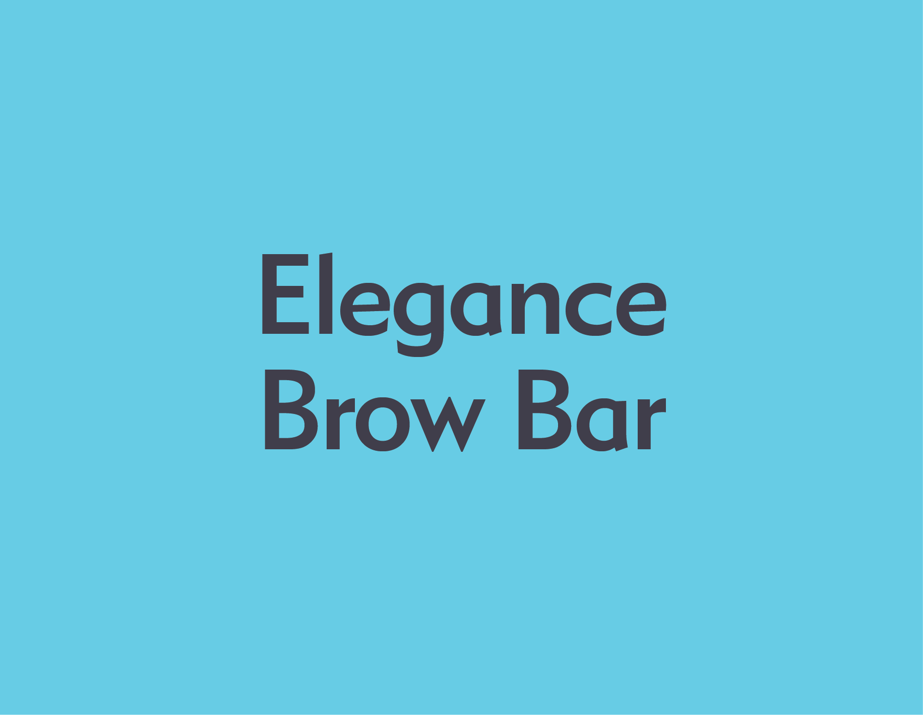 A blue background with black text reading 'Elegance Brow Bar'.