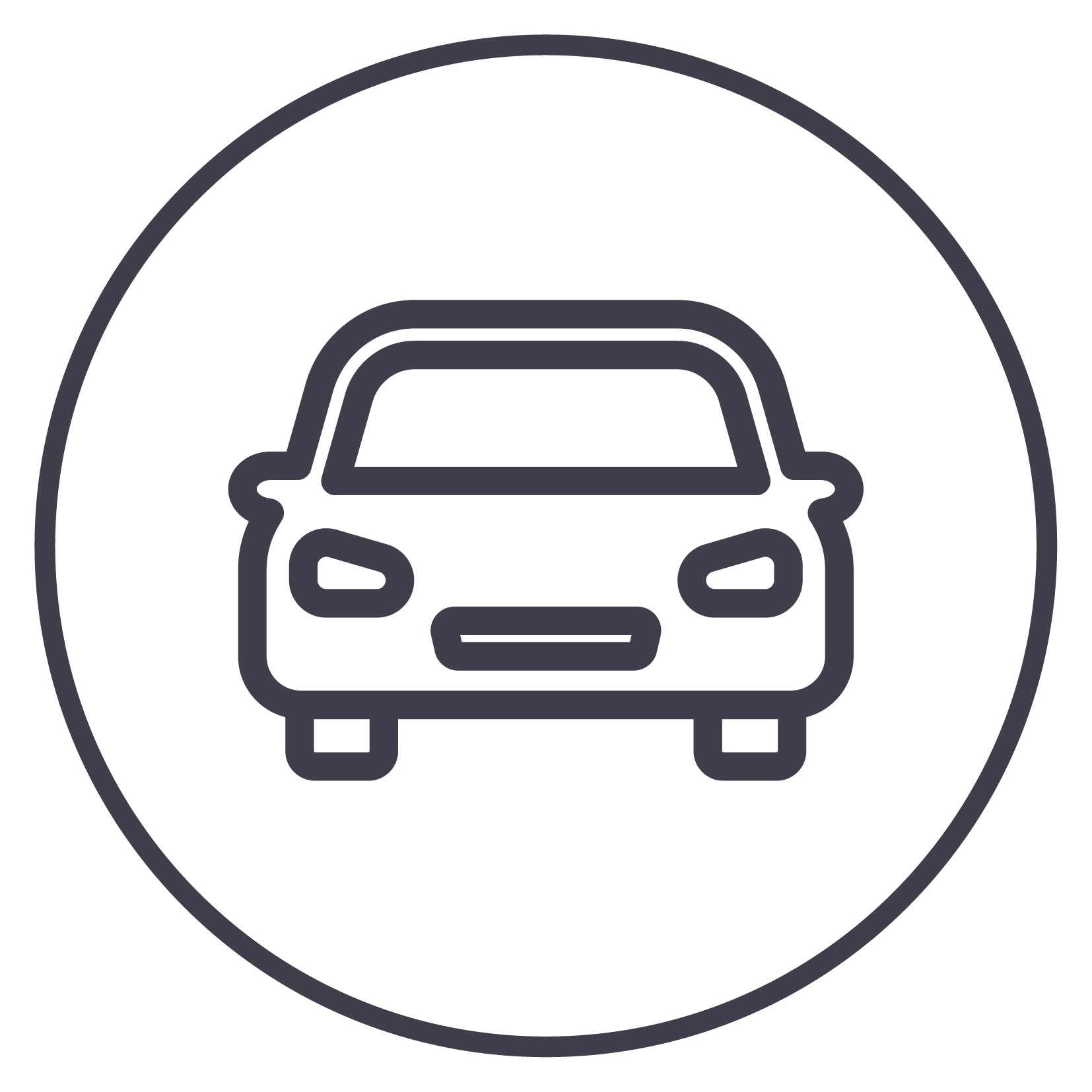 Icon of a car inside a circle