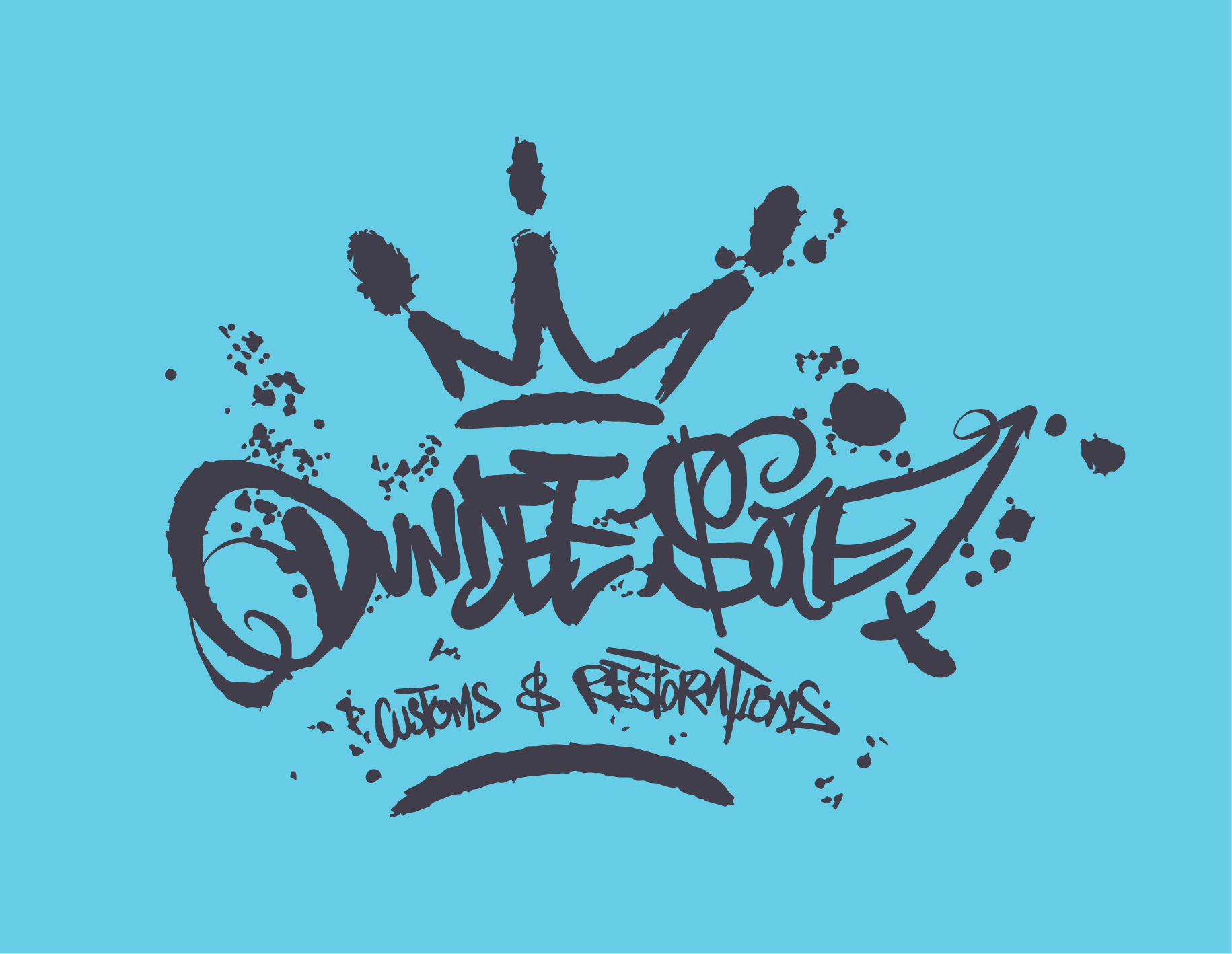 Black graffiti-style text on a light blue background, reading "DIVE STYLE" with additional smaller text "Customs & Restorations" beneath it.