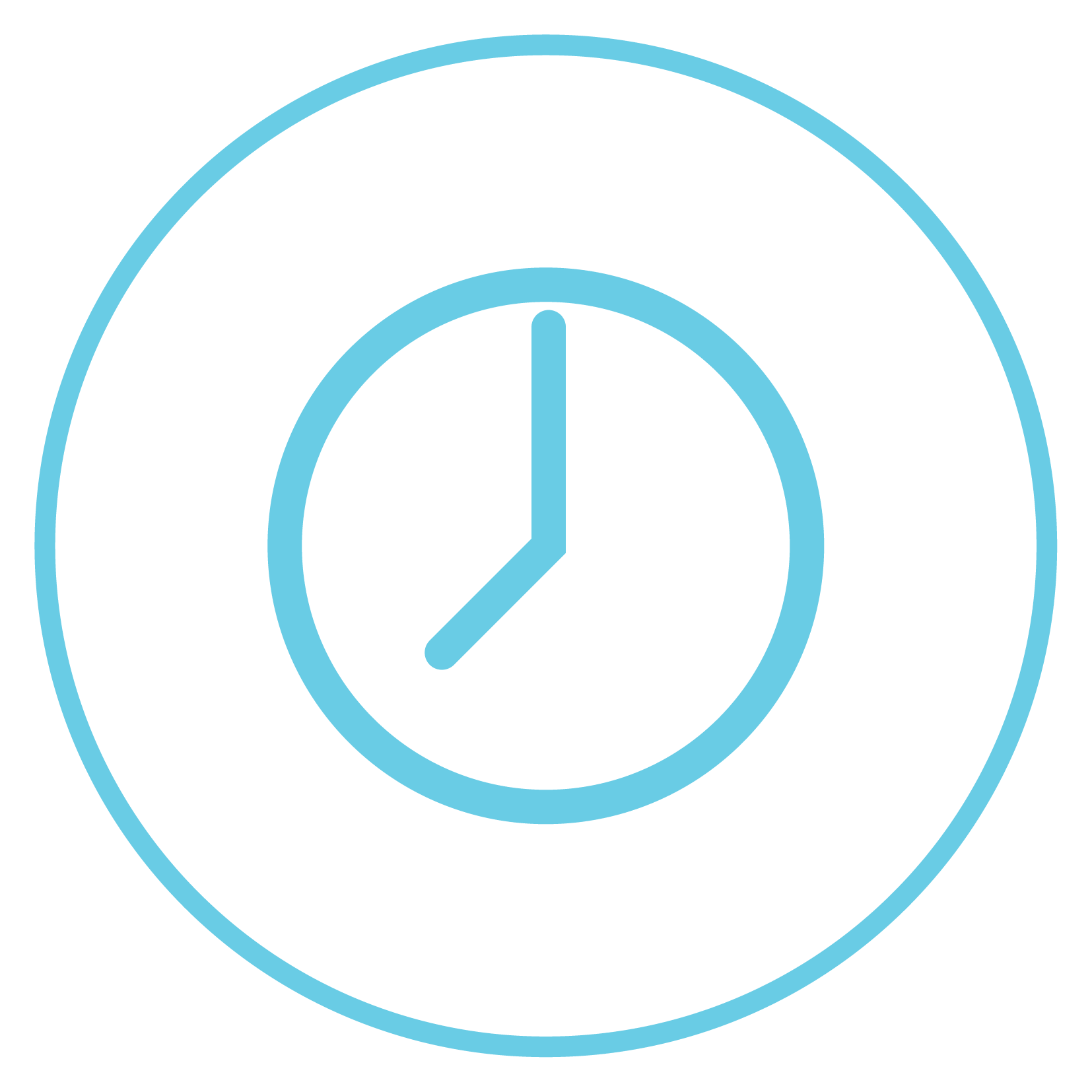 Light blue logo displaying the time