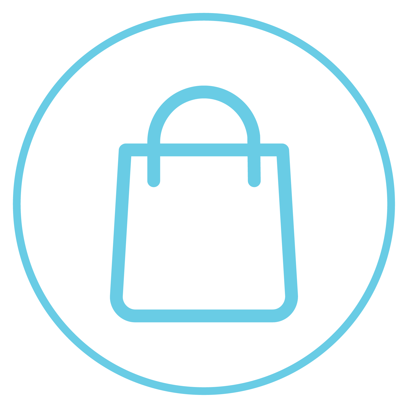 Light blue logo of shopping bag