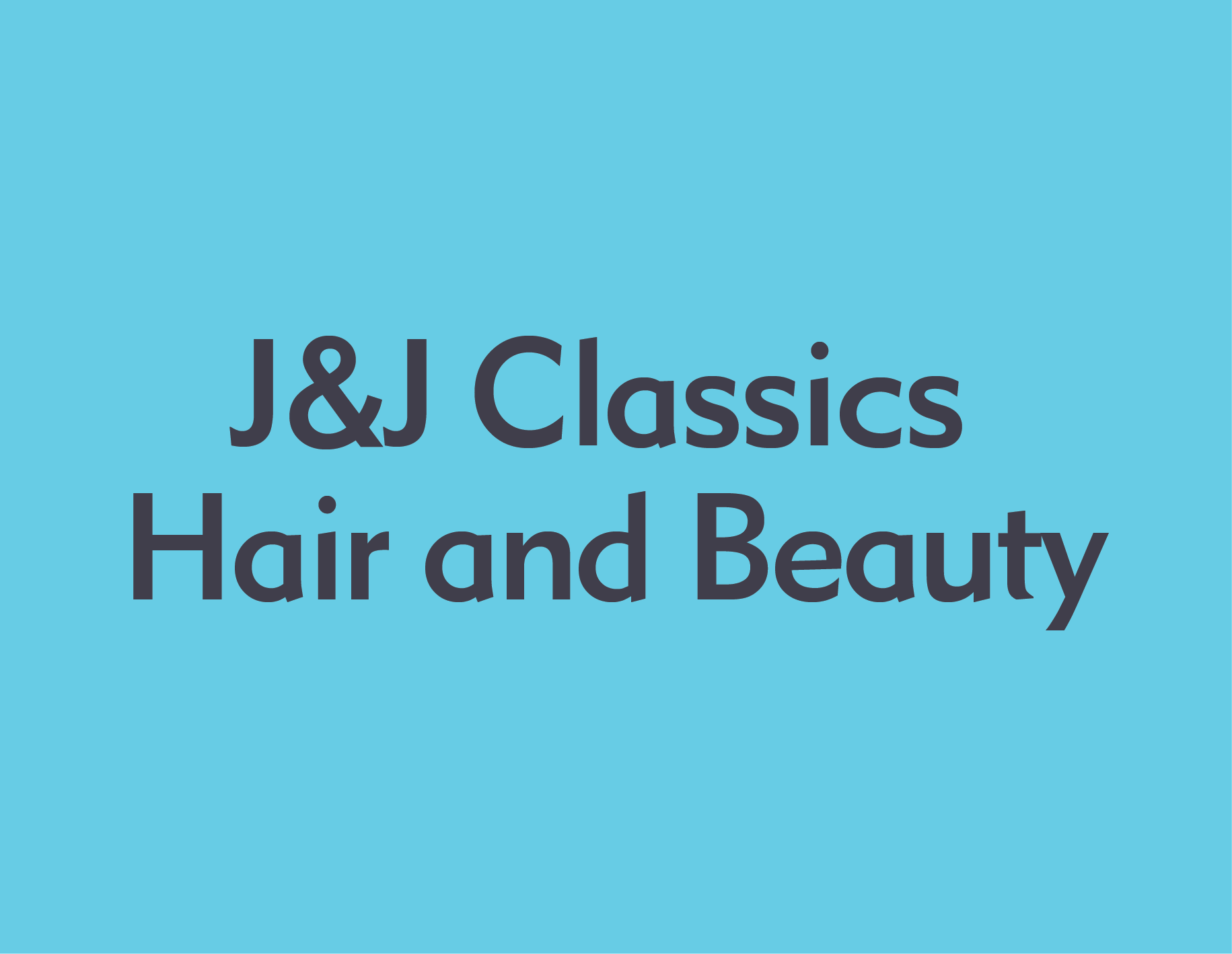 Logo for J&J Classics Hair and Beauty on a light blue background.