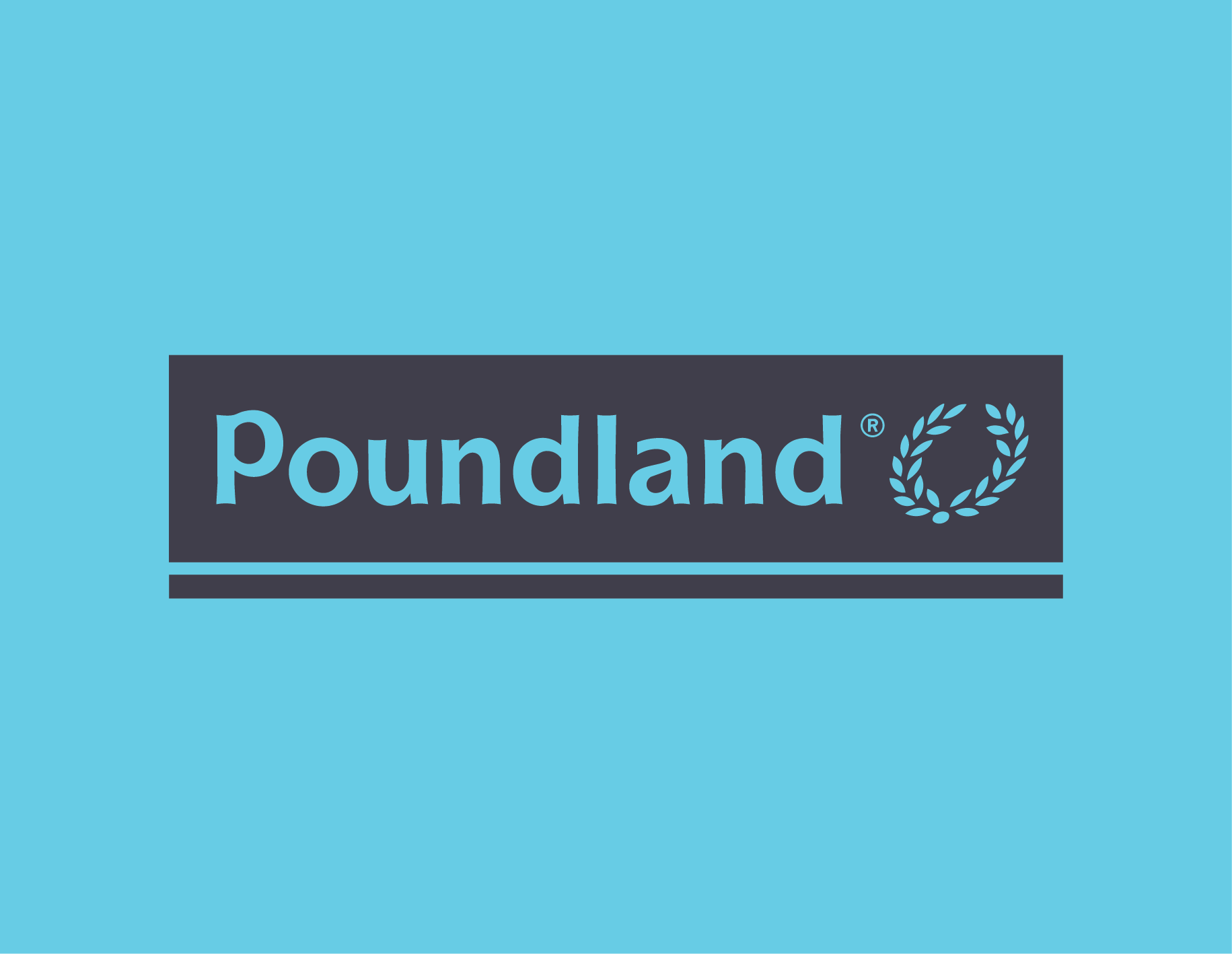 Poundland store logo on a light blue background.
