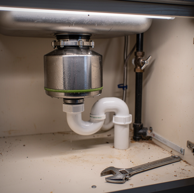 broken garbage disposal motor with jammed flywheel