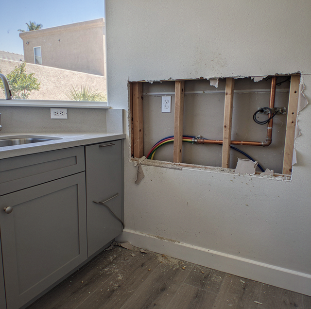 Repipe estimate line items hidden access holes cut drywall