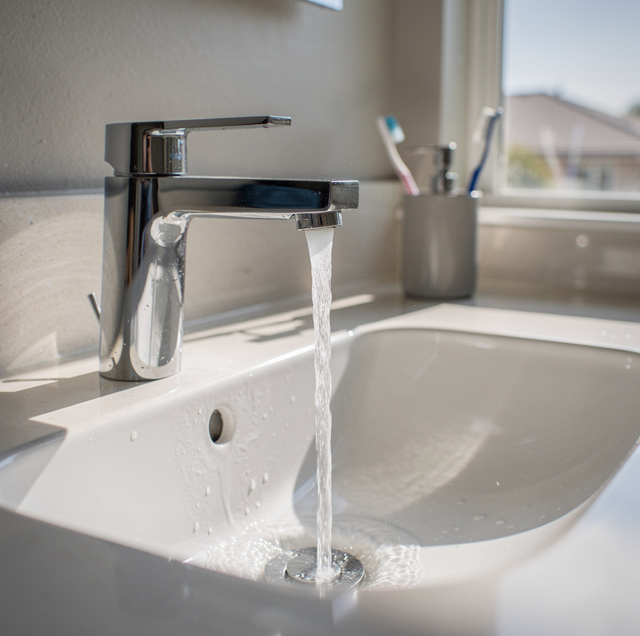 two bathroom sinks with separate hot water wait times
