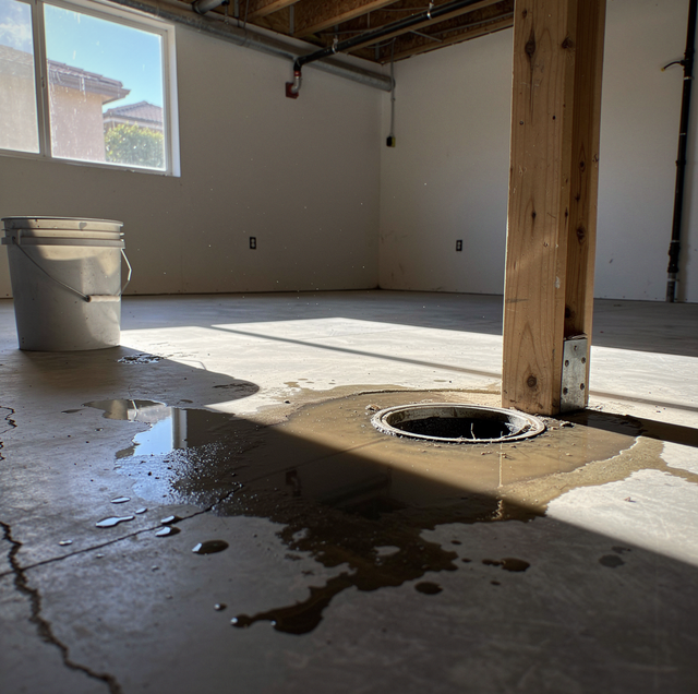overflowing toilet water spreading across tile bathroom floor