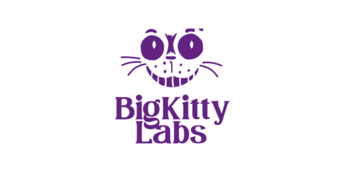 Logo with a purple stylized cat face and the text 'Big Kitty Labs' underneath.