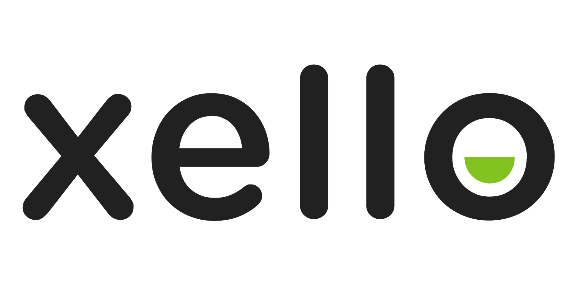 The logo of Xello, a digital platform for education and career planning, with black text and a green semi-circle in the letter 'o' on a transparent background.