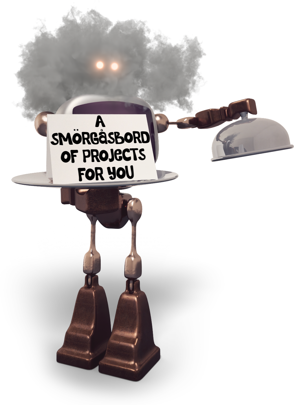 Robot invites you to view "A smorgasbord of projects"
