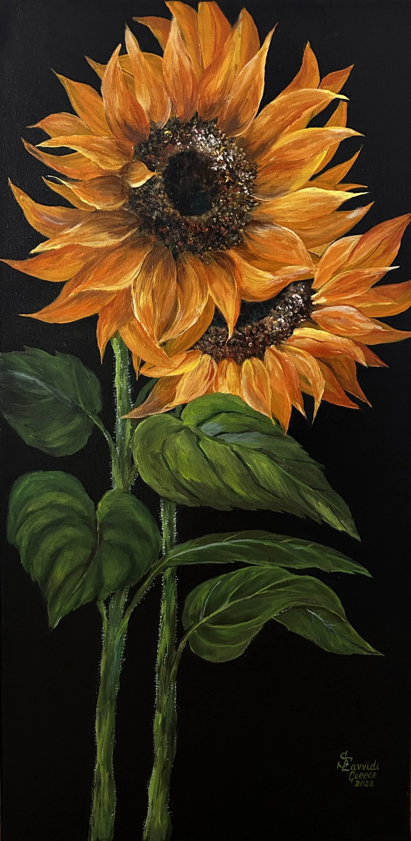 Sunflowers on Black