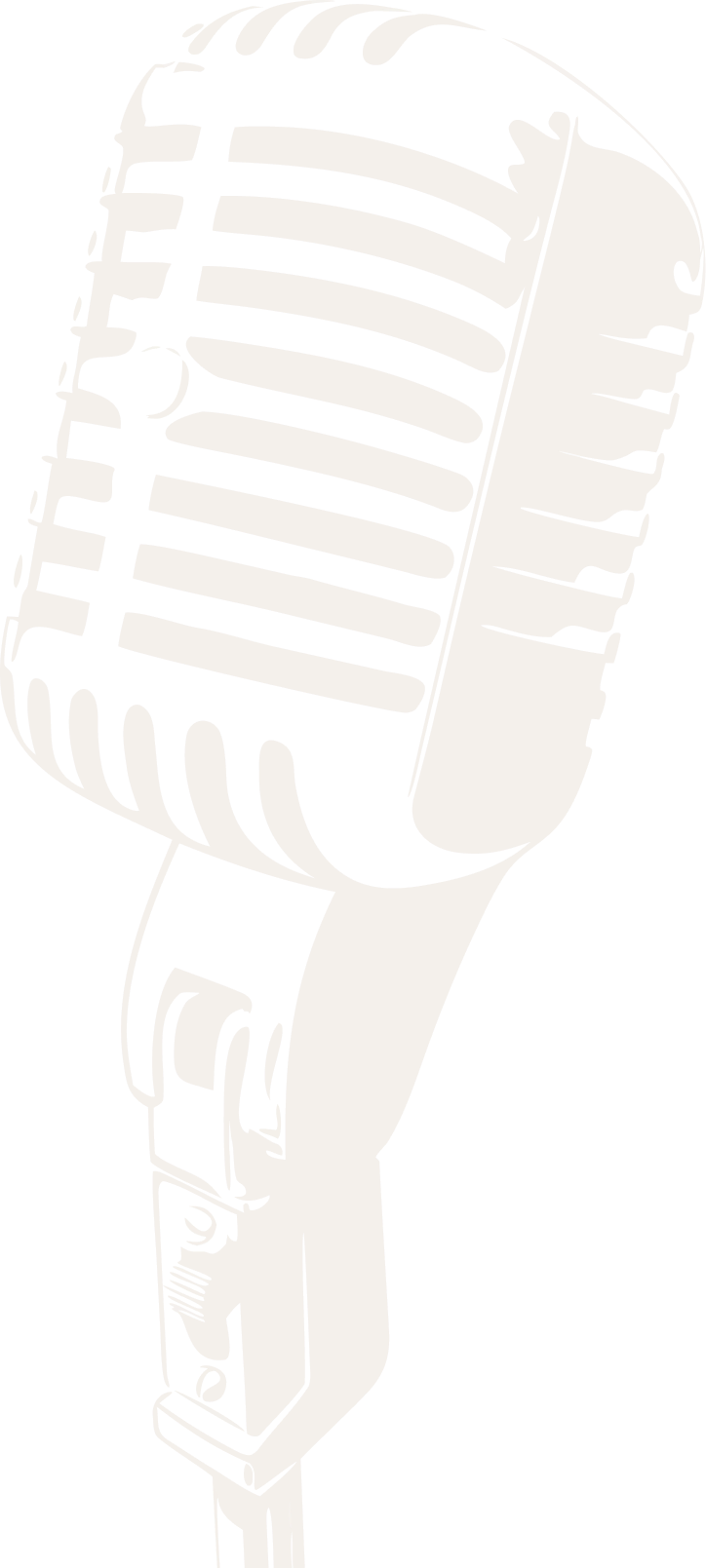 A vintage-style microphone with a black and white color scheme.