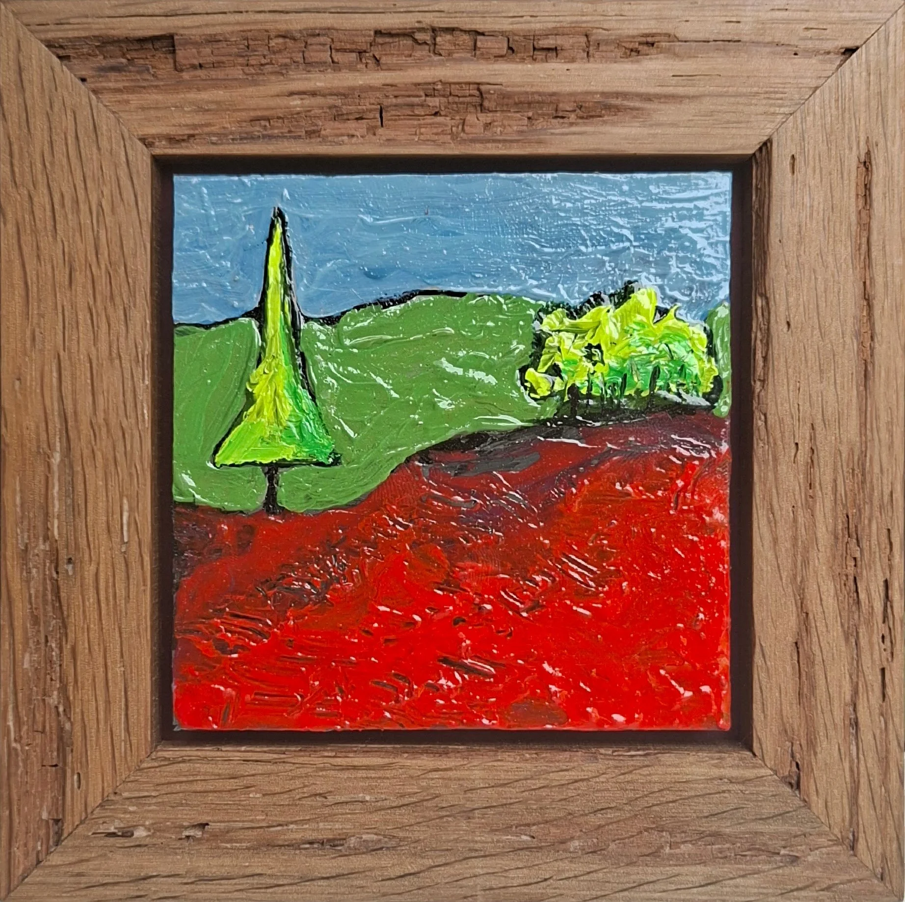 tiny landscape with red field