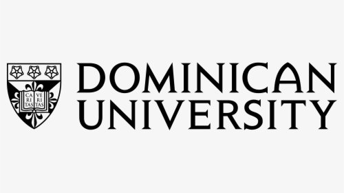 Logo of Dominican University with a shield emblem featuring a cross and floral designs, and the university name in black text.