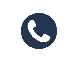 WhatsApp logo, a blue circle with a white phone icon inside