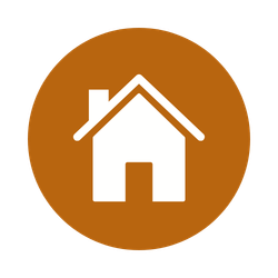 Icon of a house within a brown circle