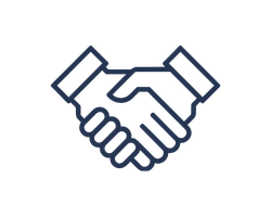 Outline of two hands shaking.