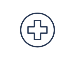 Medical cross symbol inside a circle on a black background