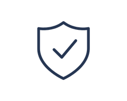 Shield icon with a checkmark inside indicating security or protection