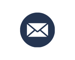 Icon of an envelope inside a dark blue circle, representing email or messaging.