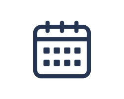 Icon of a calendar with a spiral binding at the top.