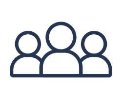 Icon of three people representing a group or community.
