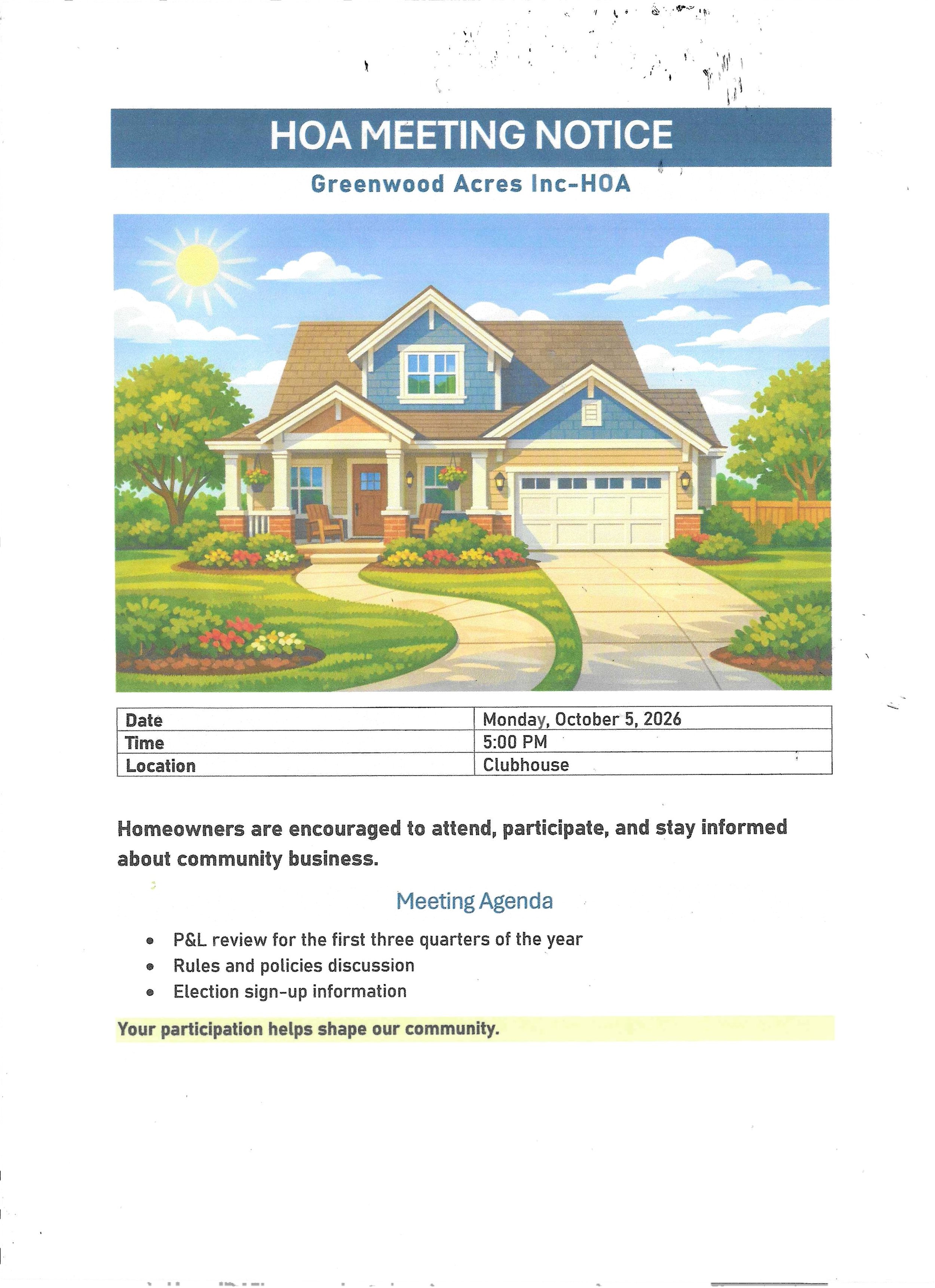 HOA Meeting
