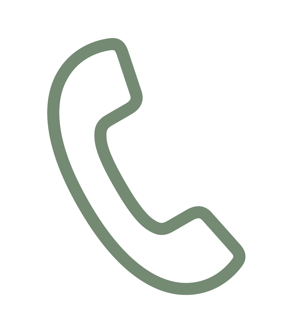 Outline of a classic telephone handset icon in green on a black background.