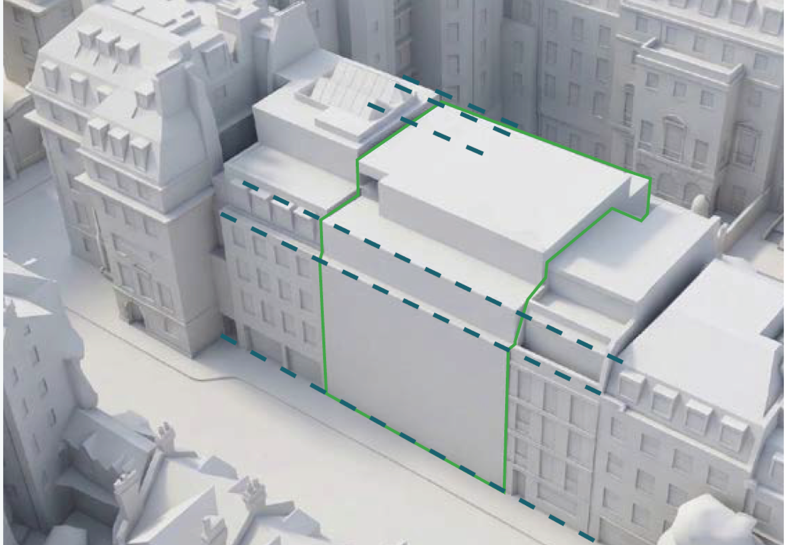  Rear fifth floor elevation line is simplified through loss of overrun and becomes more sympathetic to neighbours and the listed 44-46 Grosvenor Street opposite. Top of plant to relate to 30 MR plant atop 30 Mount Row.&nbsp; 
