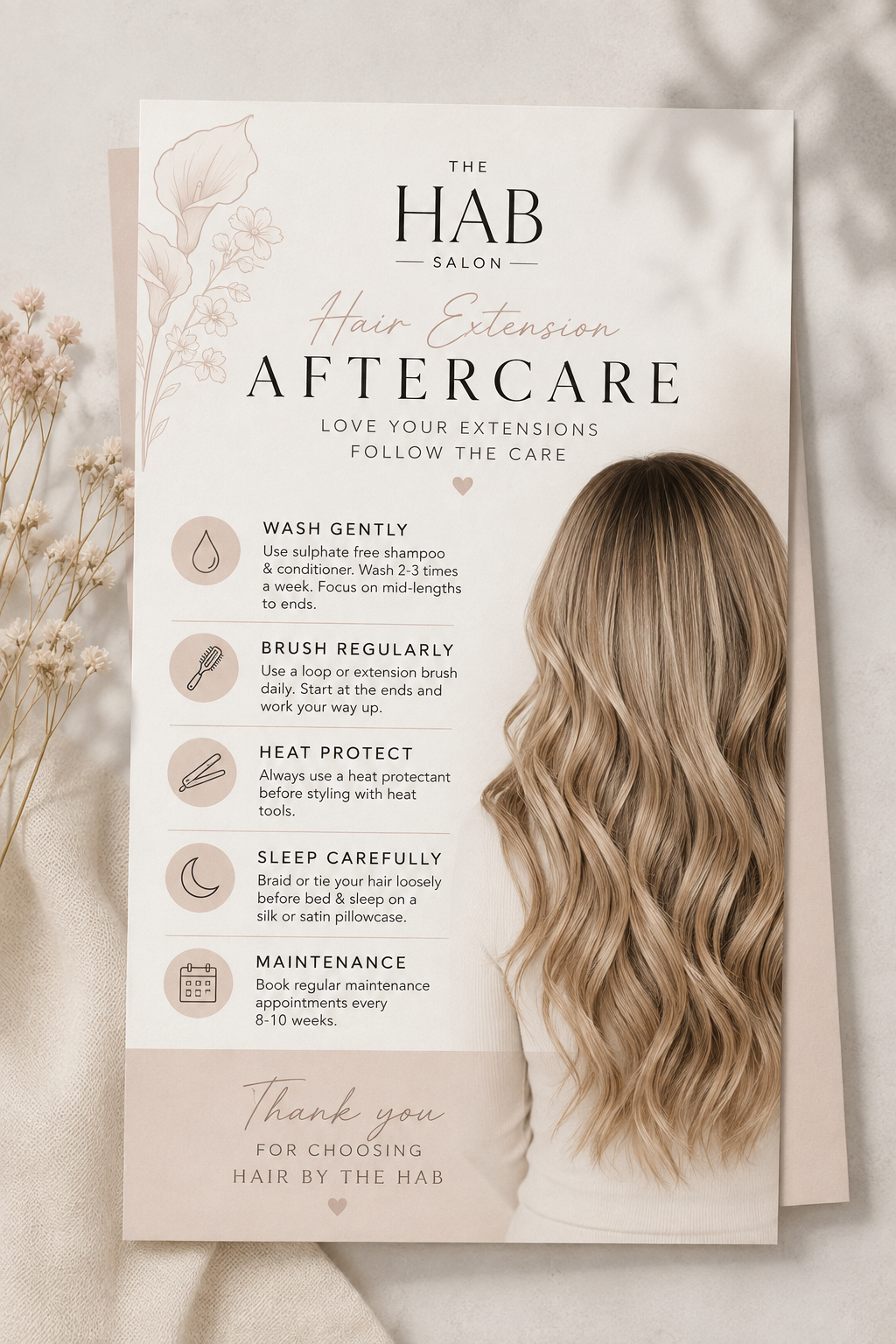 The HAB Hair Extension Aftercare Leaflet