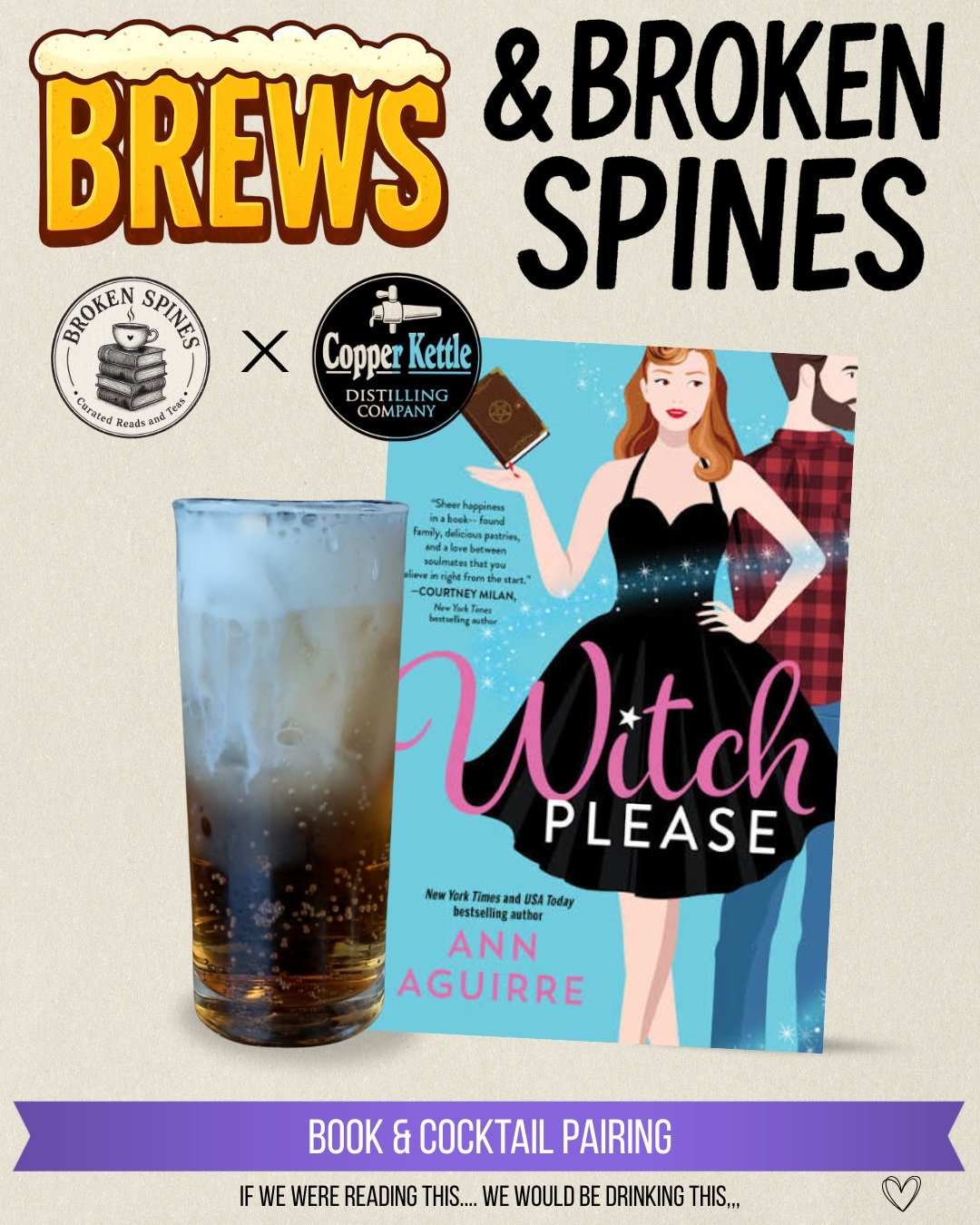 🥤 Witch Please by Ann Aguirre + Salted Caramel Rum Adult Dirty Soda ✨

This pairing is basically sweet, cozy chaos.

Witch Please by Ann Aguirre follows Danica Waterhouse, a modern witch who uses magic to repair broken appliances, and Titus Winnaker