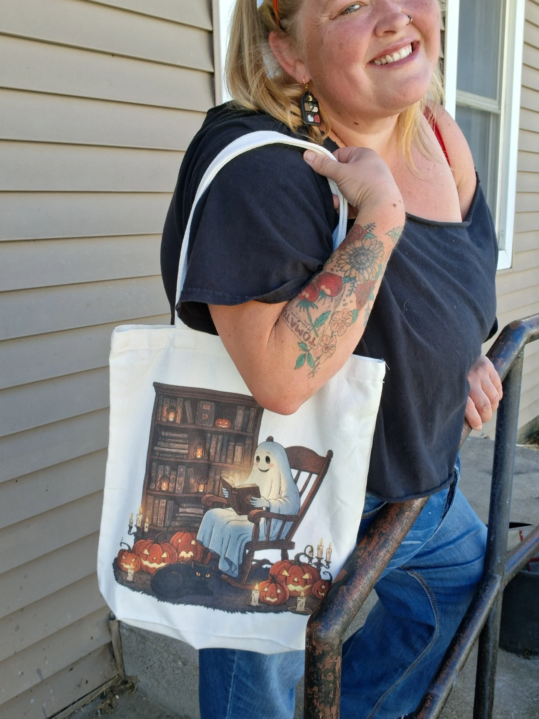 Ghost Reader Canvas Tote Bag