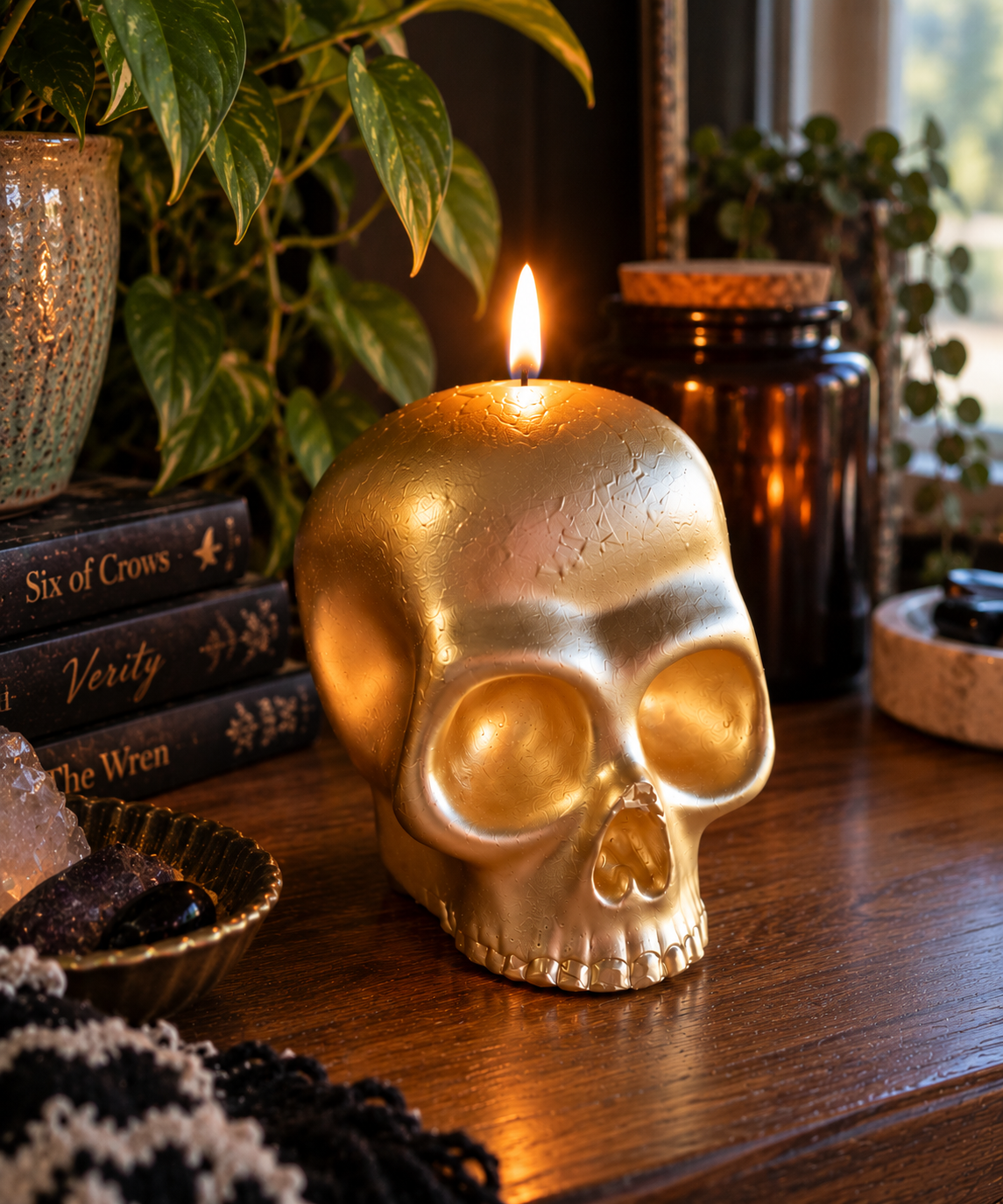Gold Skull Candle