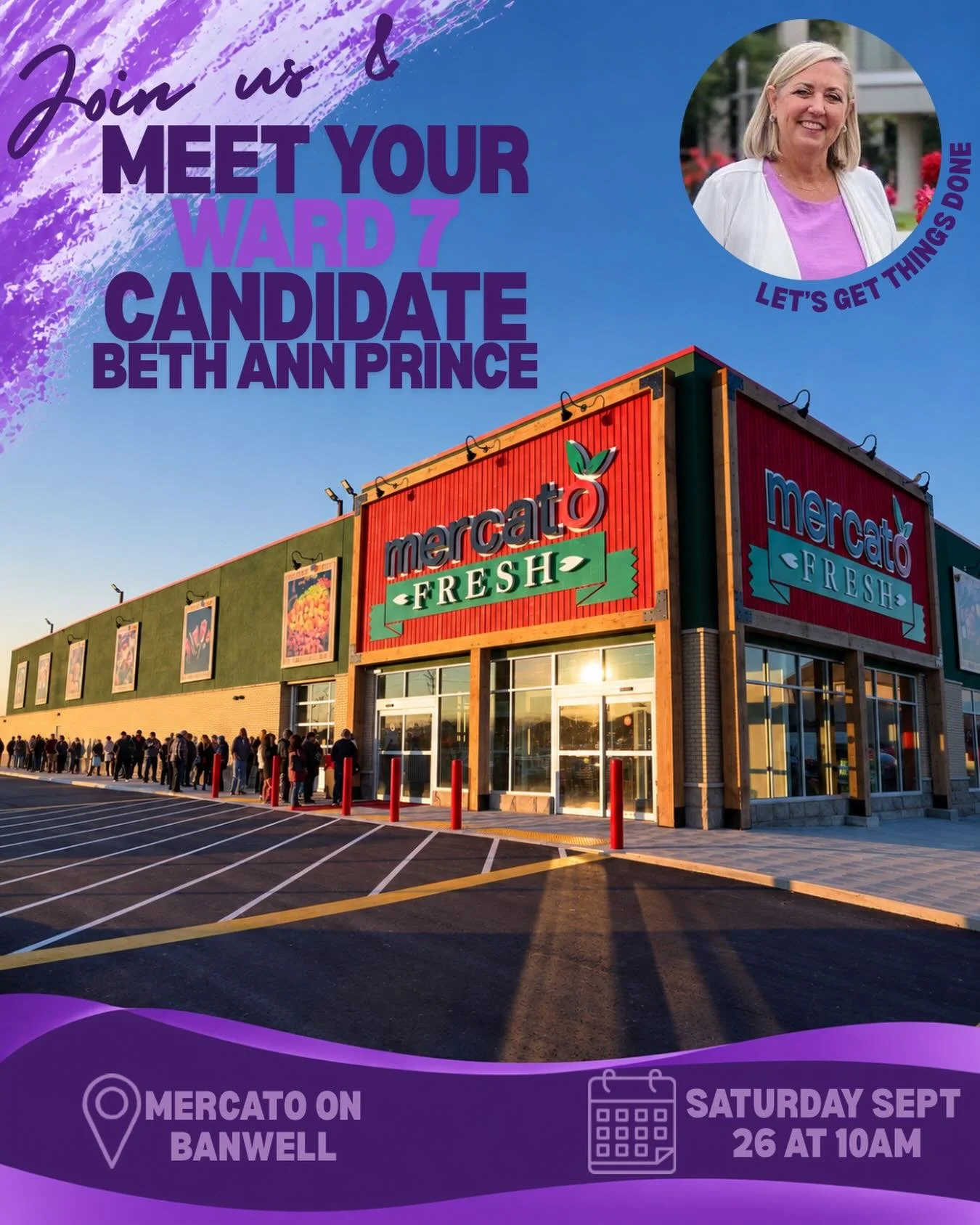 Missed the chance to say hello last night? Here&rsquo;s another opportunity! 💜
Join us this Saturday at 10:00 AM at Mercato to meet the candidate and share your thoughts.
We&rsquo;d love to see you there! Bring your questions and come say hi.
See yo