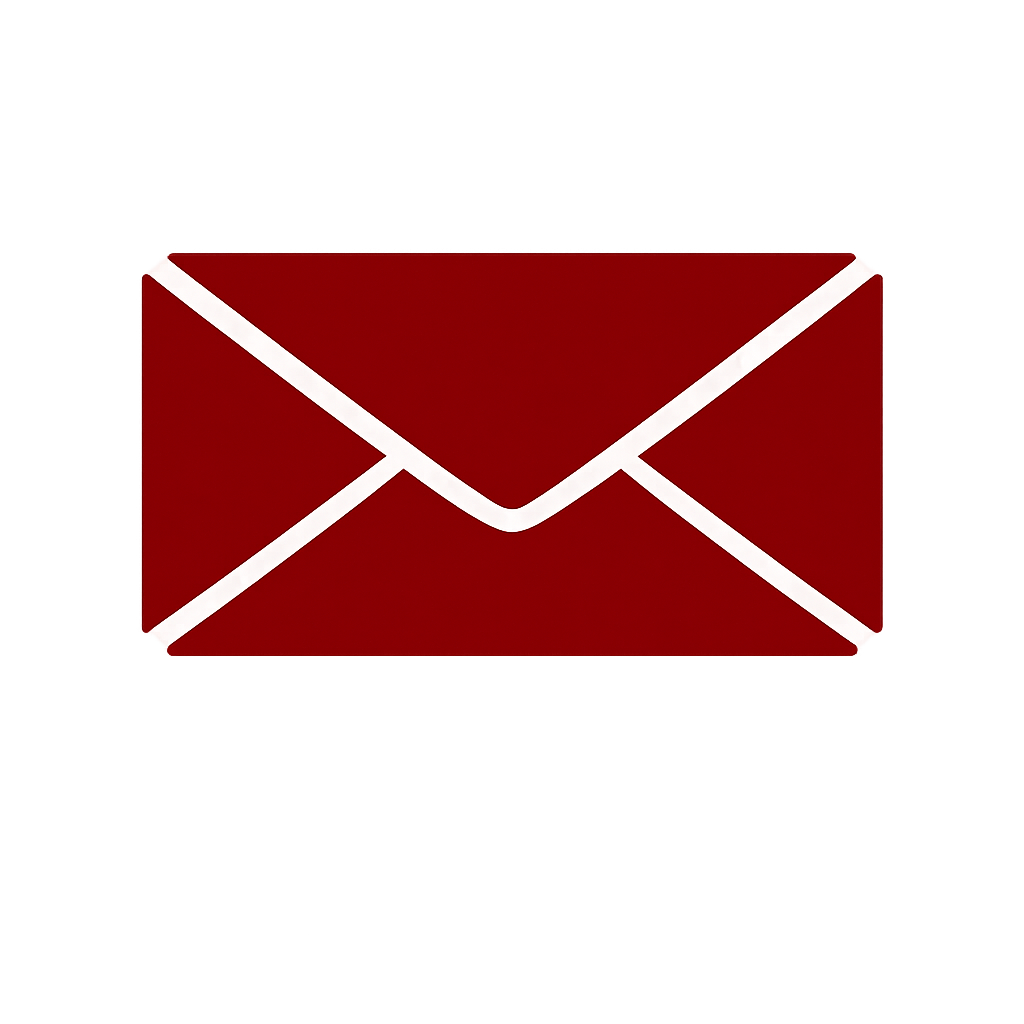 Red envelope with white lines, symbolizing an email or message.