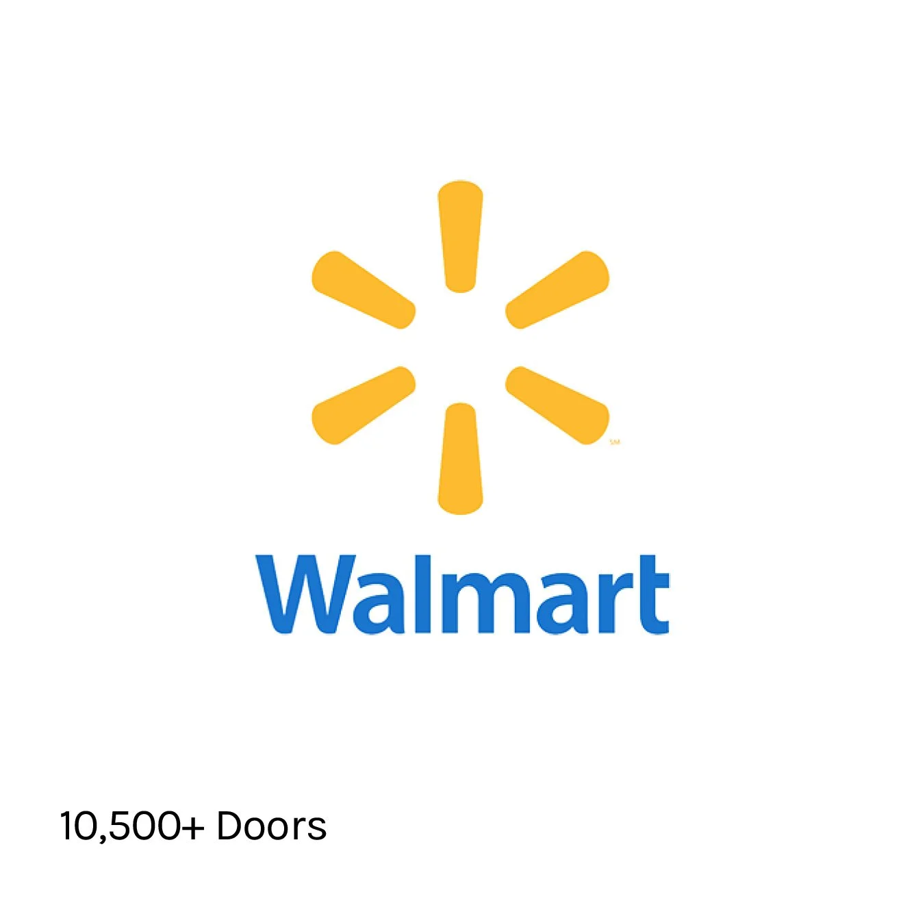 Walmart logo and text that reads "10,500+ doors"
