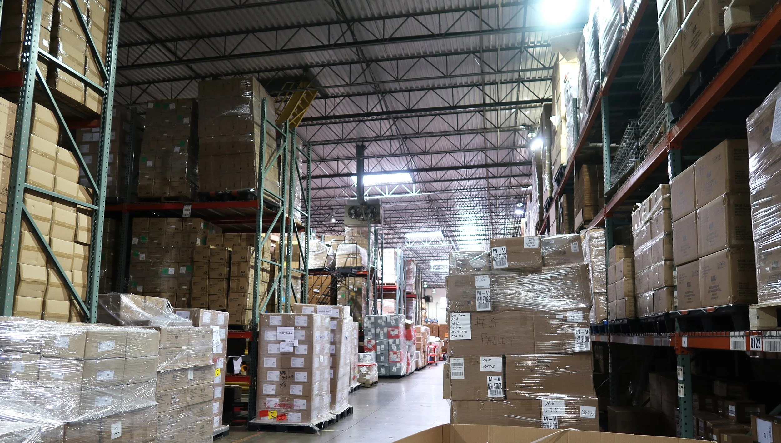 A warehouse image inside the Baik Brands corporate office