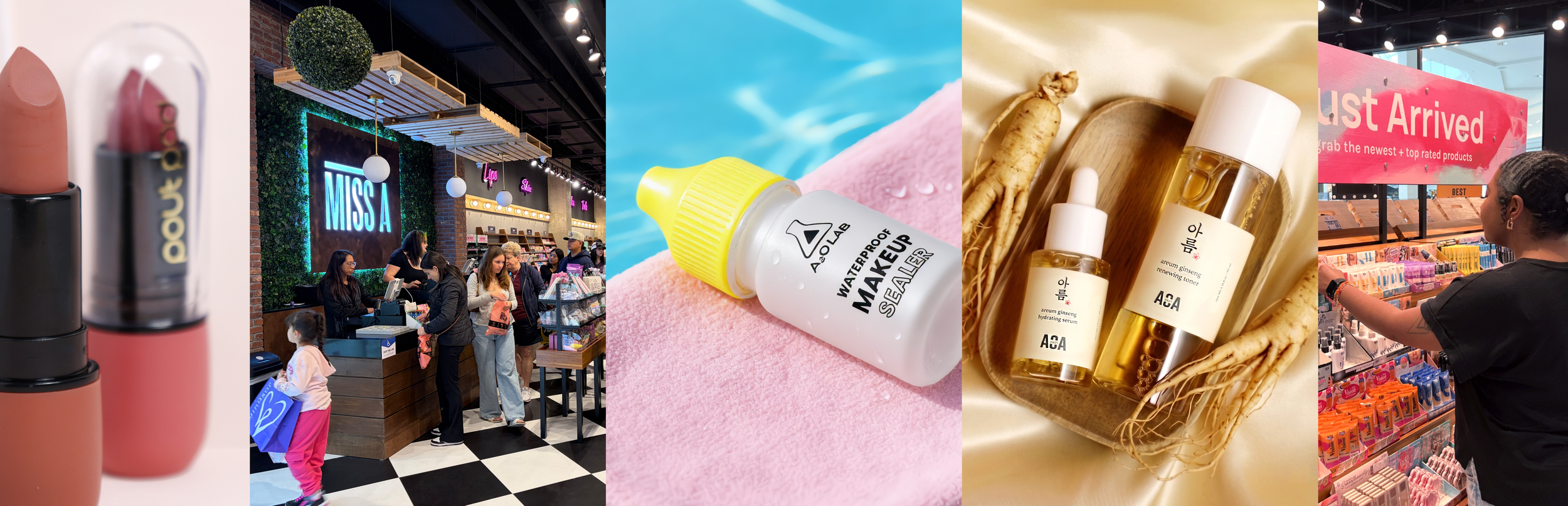 a variety of styled images including Baik Brands products and Miss A retail stores