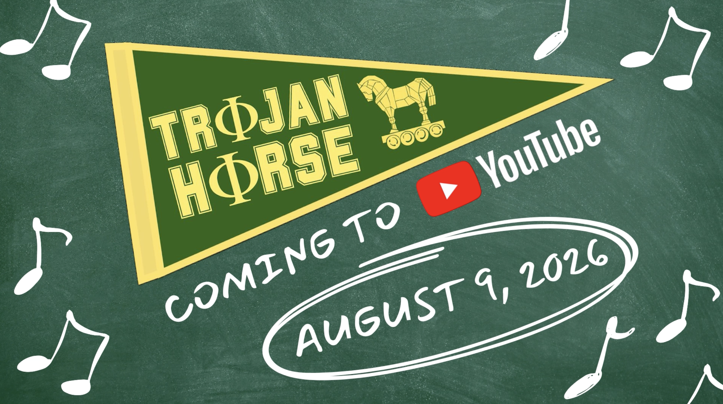 Trojan Horse's release poster: it says 'coming to youtube, august 9th'.