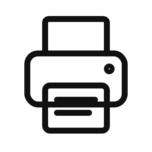 Icon of a printer with paper coming out.