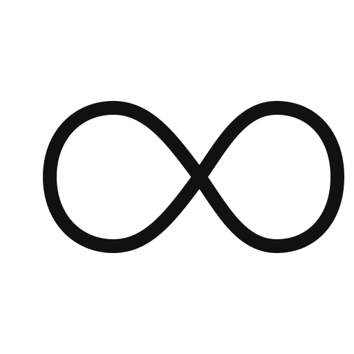 Black infinity symbol on black background.
